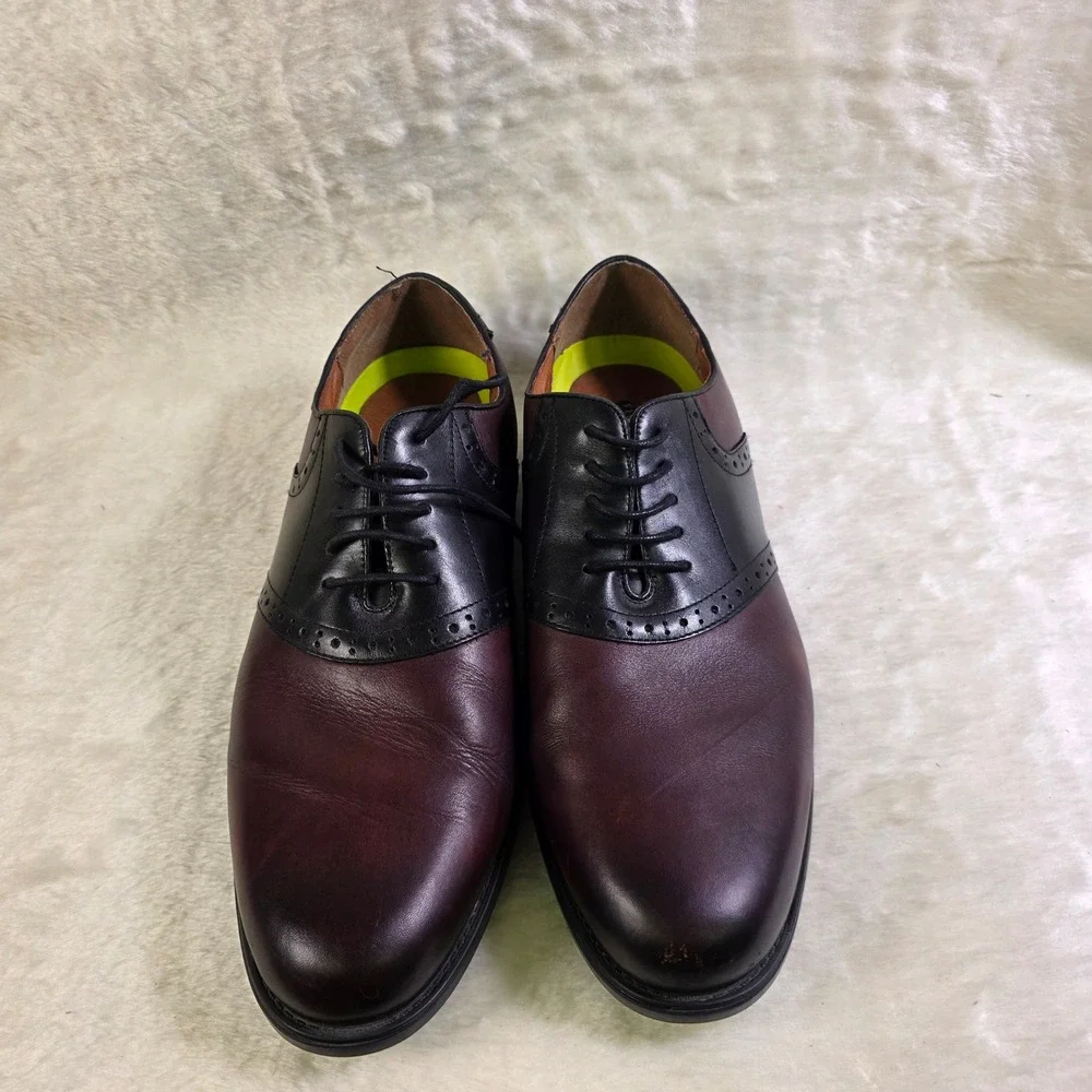 Florsheim Ortholite Saddle Shoes Burgundy Black Leather Brogue Oxford Mens 12EEE